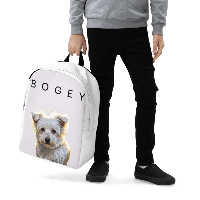 Ilustración de mascota en mochila